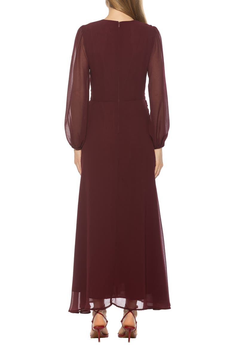 Alexia Admor Sorrel Long Sleeve Chiffon Maxi Dress, Alternate, color, Burgundy