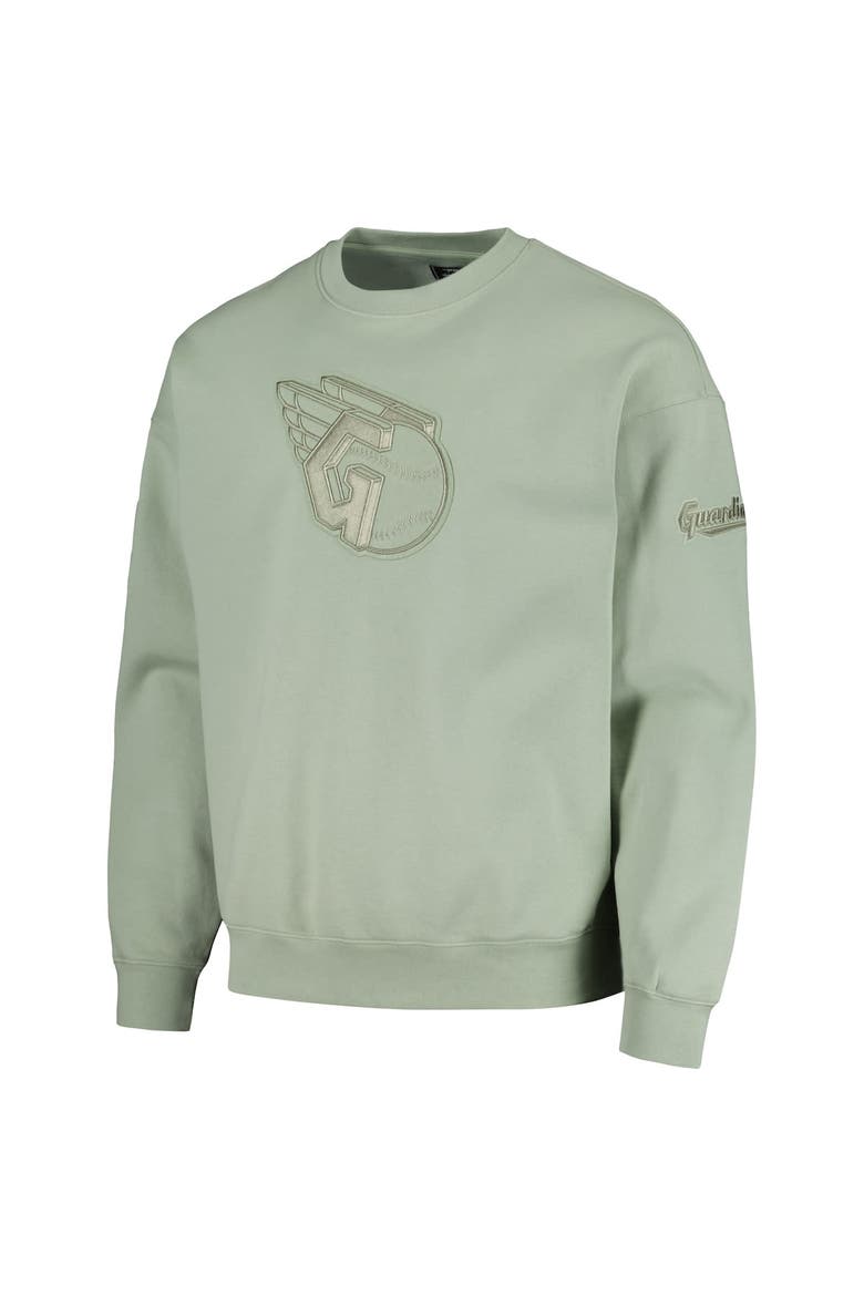 Men's Pro Standard Green Cleveland Guardians Neutral Drop Shoulder Pullover Sweatshirt, Alternate, color, Green