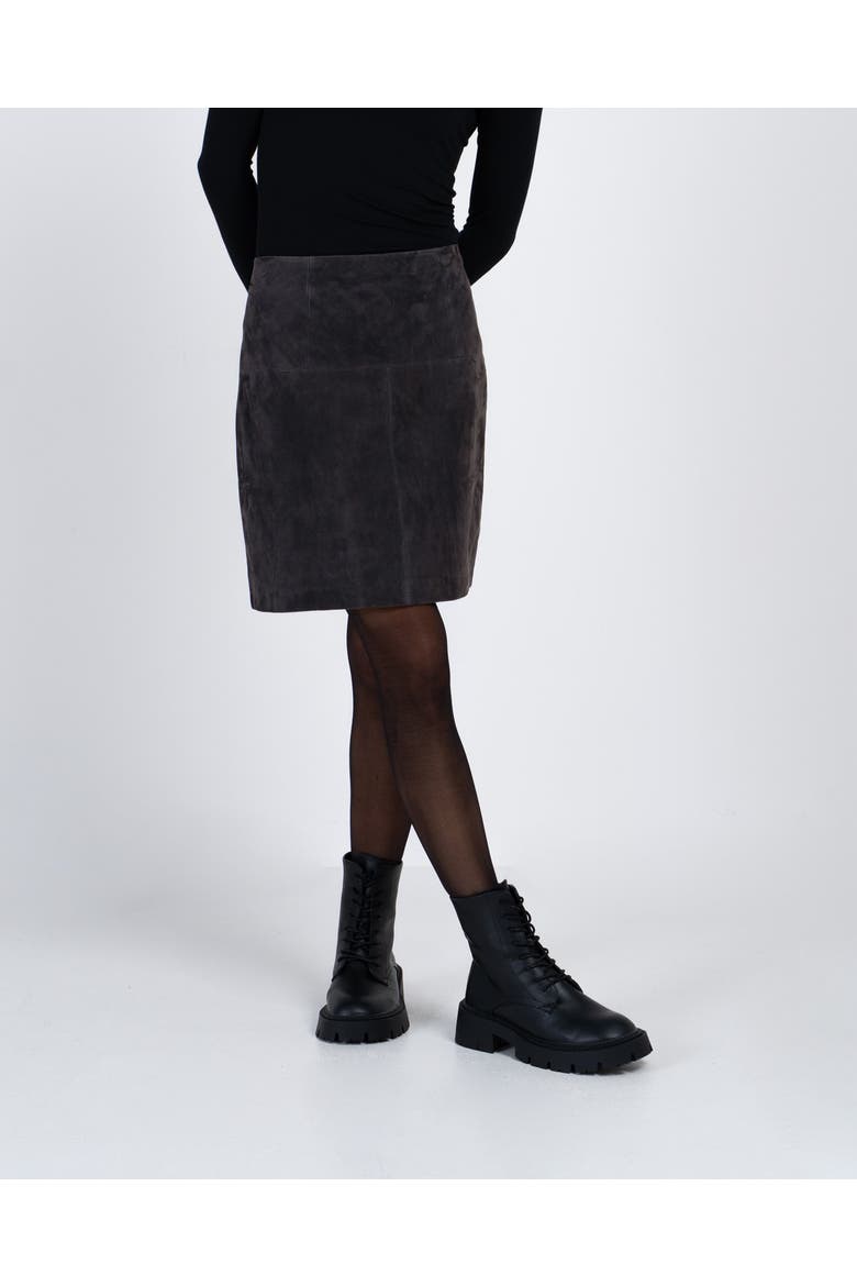 Hayden Suede Skirt, Main, color, Shadow Grey