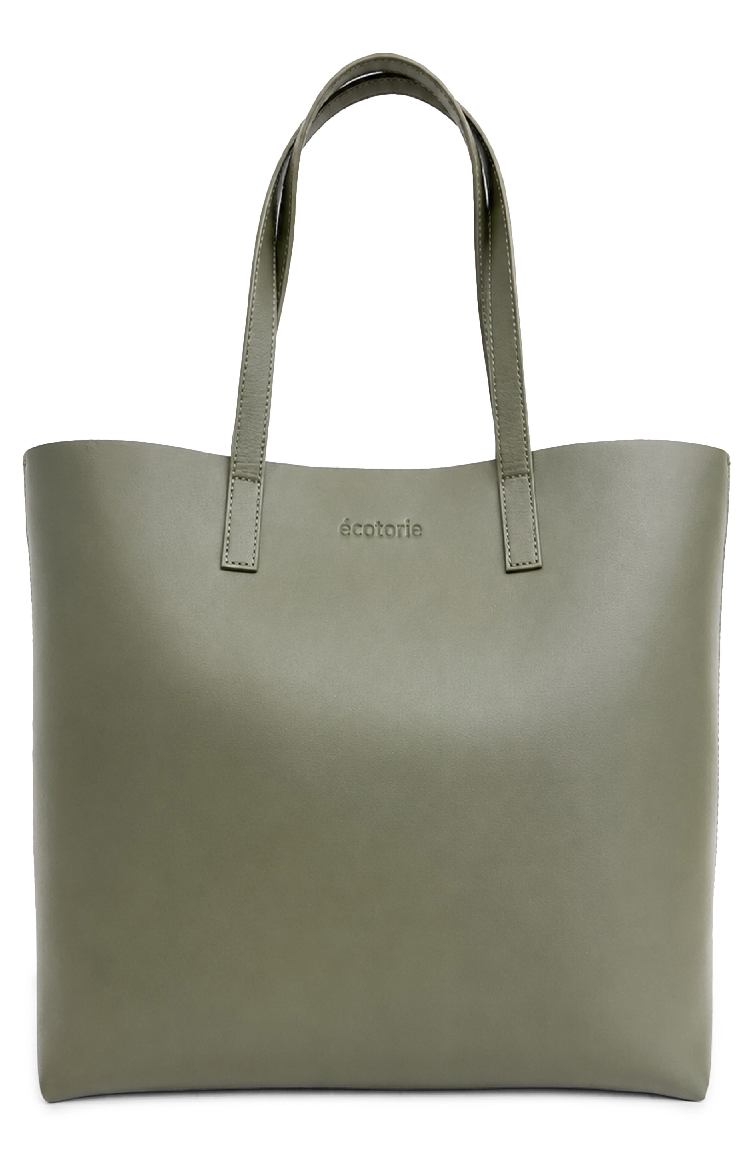Agatha Leather Tote, Main, color, DARK MOSS