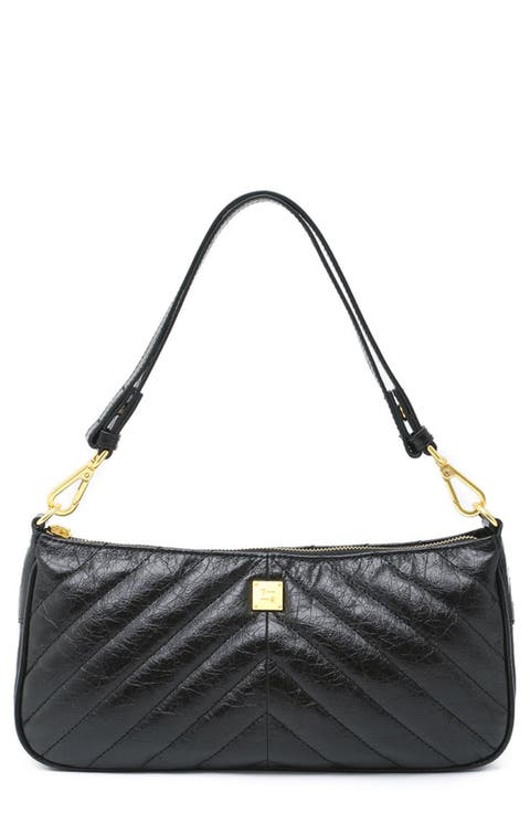 Enchanted Crinkled Leather Baguette Bag