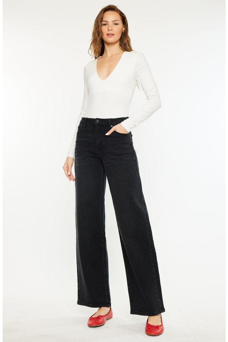 Cora High Rise Wide Jeans, Alternate, color, Black