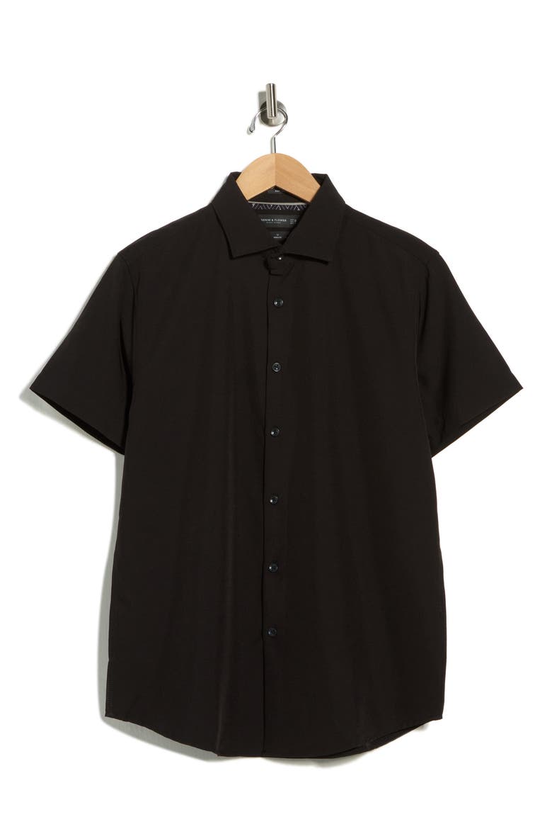 Solid Black Performance Button-Up Shirt, Alternate, color, BLACK