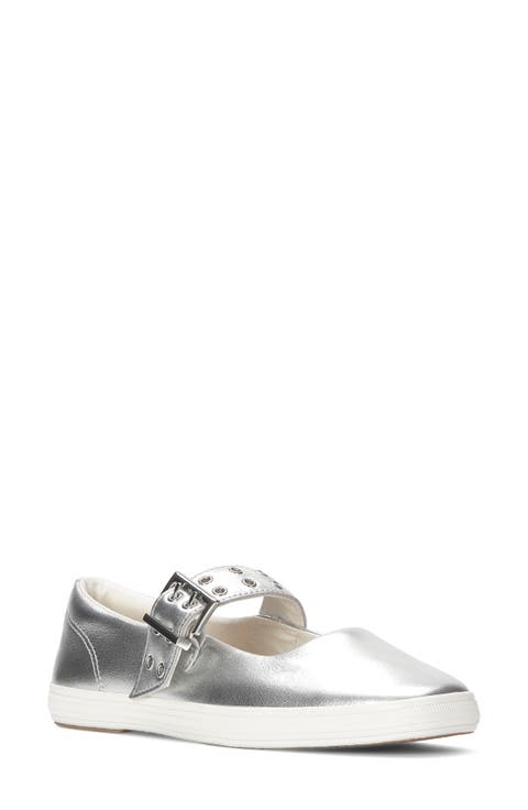 Square Toe Mary Jane Leather Flat