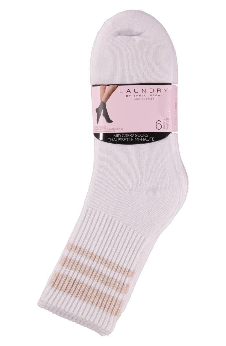 Laundry by Shelli Segal 6-Pack Full Cushion Crew Socks, Alternate, color, Heather Oatmeal/ White