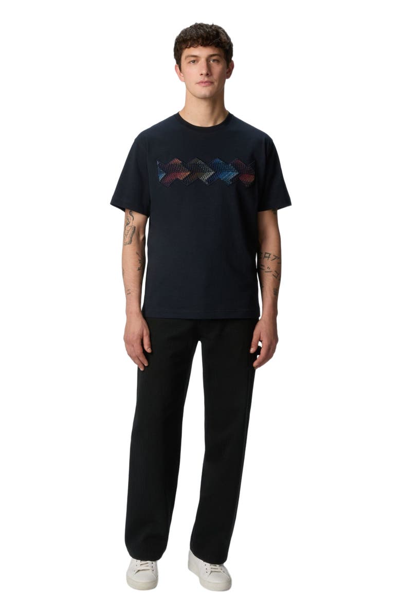 Missoni Cotton Crewneck T-shirt With Gradient Zig Zag Insert, Main, color, Blue