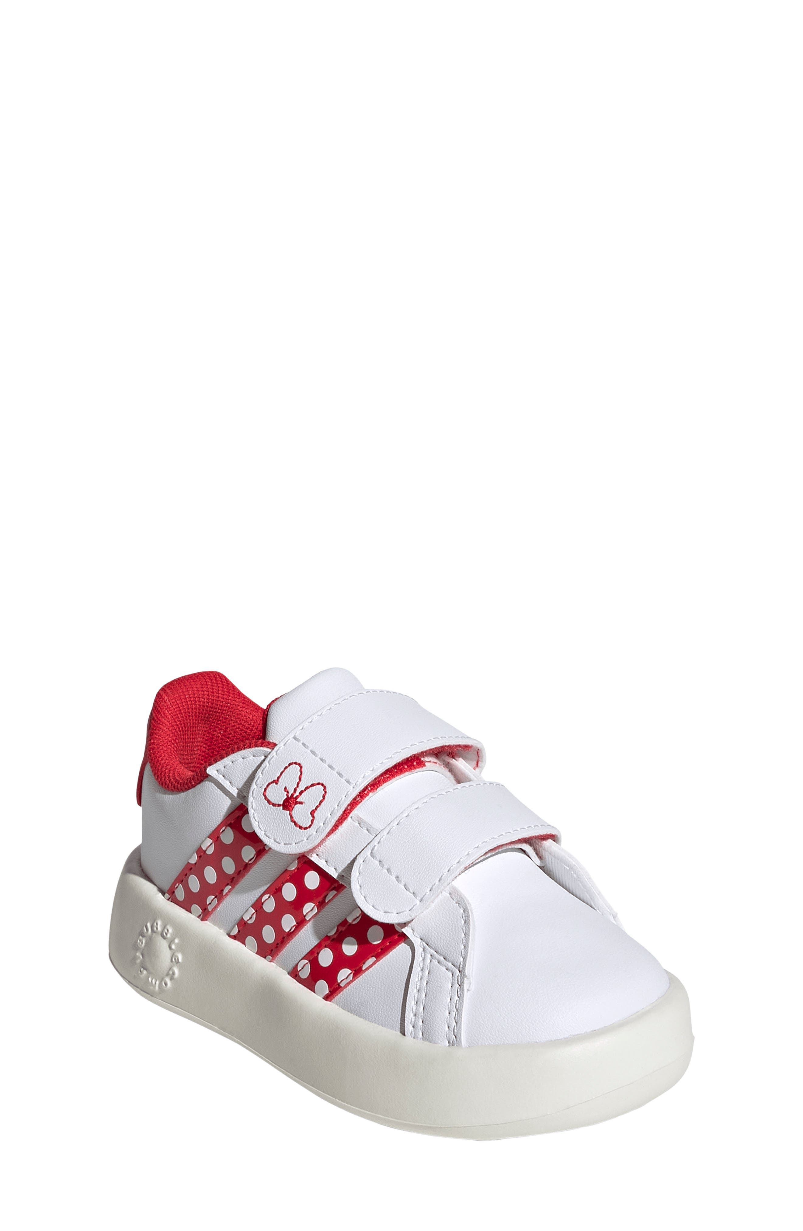 Kids' Grand Court Minnie Sneaker, Main, color, WHITE/ PURE RUBY/ OFF WHITE
