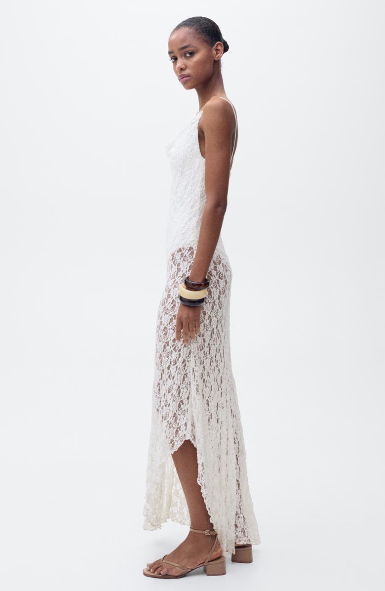 MANGO Cowl Neck Lace Slipdress, Alternate, color, 