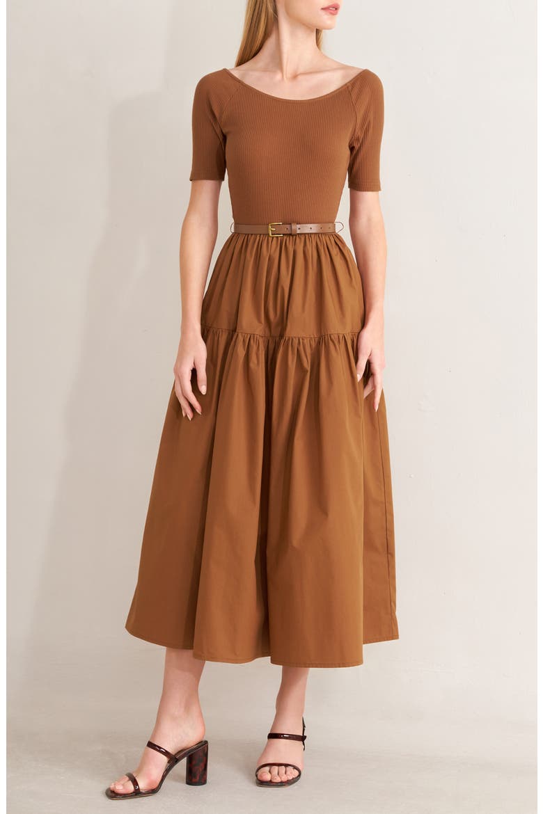 Belted Tiered Maxi Dress, Main, color, RUST