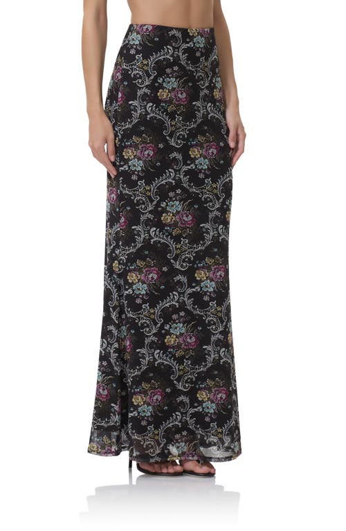 Afrm Tegan Floral Maxi Skirt In Black