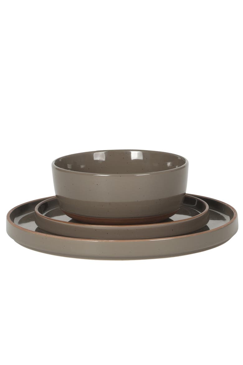 Northrock  12-Piece Stoneware Plates and Bowls Dinnerware Set, Service for 4, Alternate, color, Brown