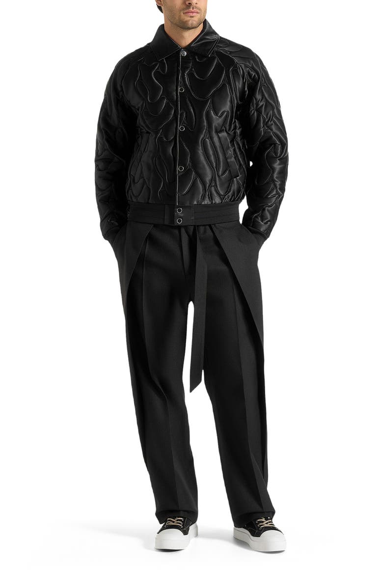 Ugo Satin Embroidered Jacket, Alternate, color, Black