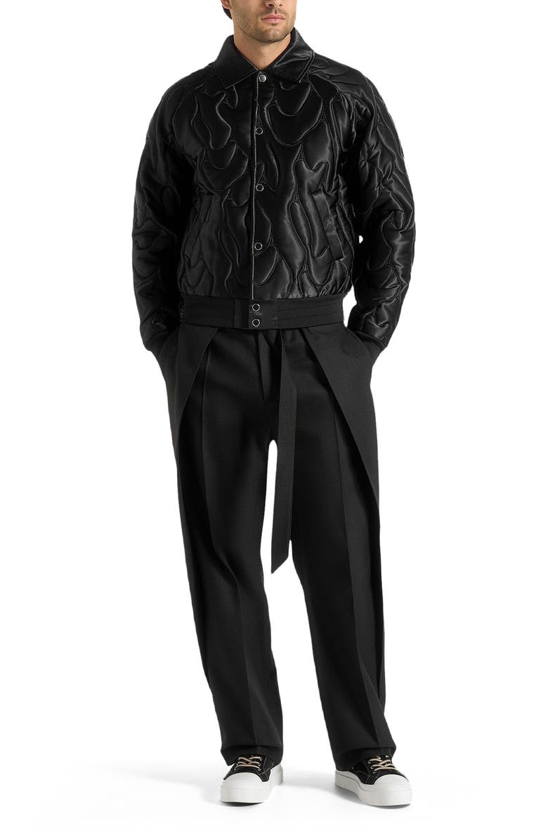 Manière De Voir Ugo Satin Embroidered Jacket, Alternate, color, Black