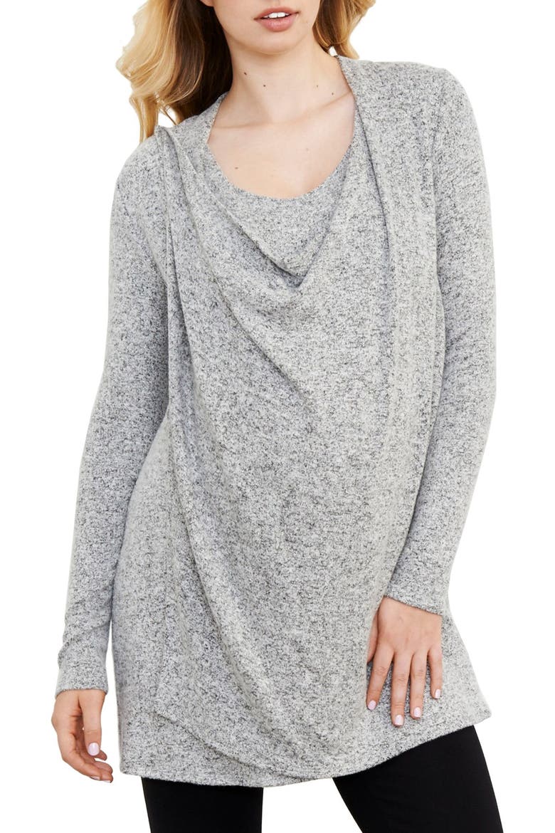 Drape Neck Maternity/Nursing Sweater, Main, color, GREY