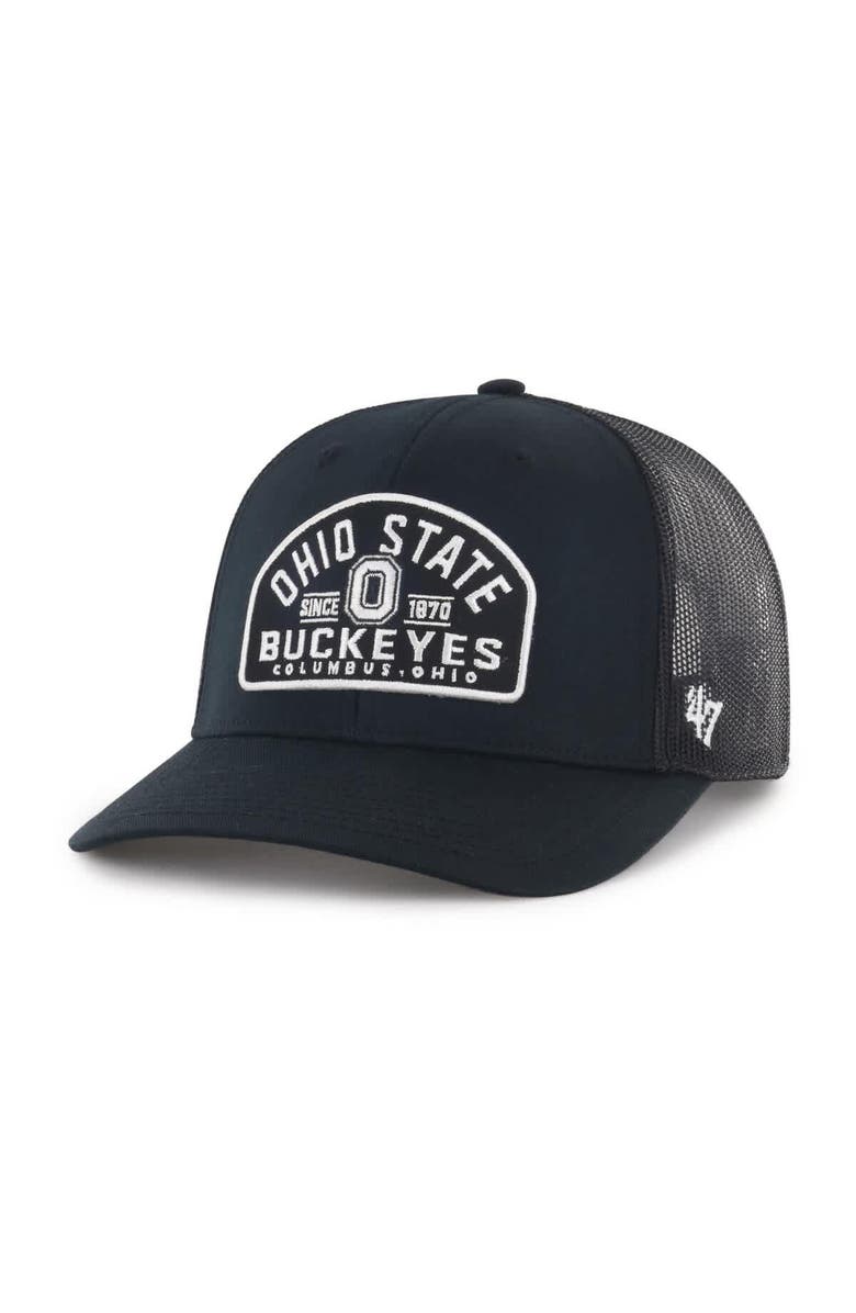 '47 Men's '47 Black Ohio State Buckeyes Leland Trucker Adjustable Hat, Main, color, Black