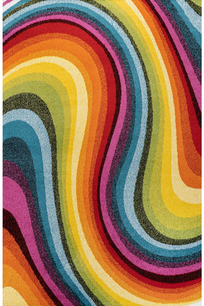 Flow Abstract Swirl Area Rug, Main, color, Red/Yellow/Blue
