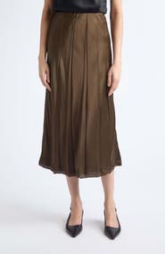 Vince Raw-Edge Pleated Statin Skirt