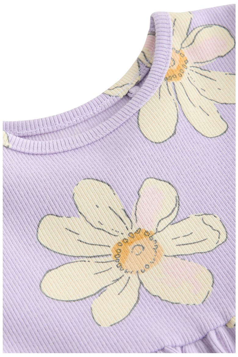 Kids' Daisy Print Rib Dress, Alternate, color, PURPLE