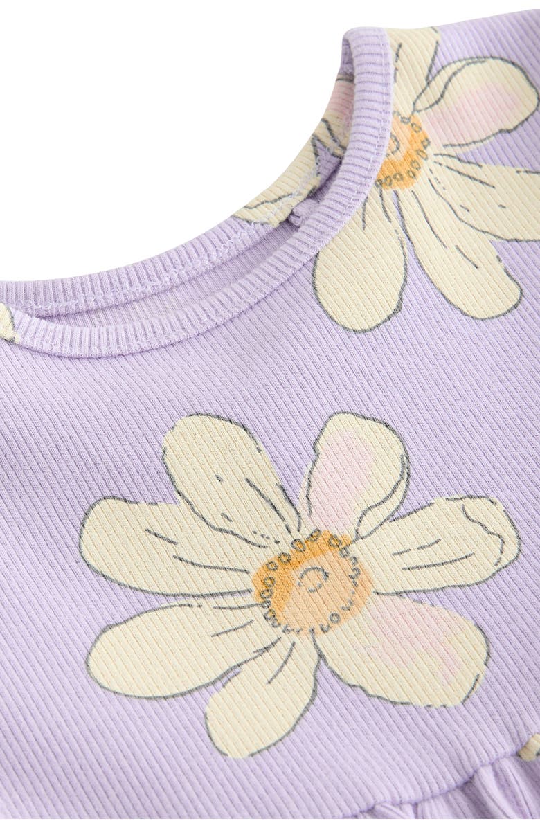 NEXT Kids' Daisy Print Rib Dress, Alternate, color, Purple