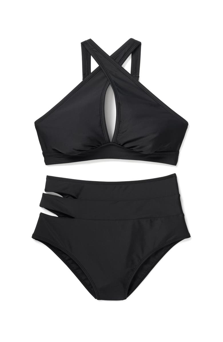 Adore Me Demi Swimwear High Waist Bikini Bottom, Alternate, color, Black