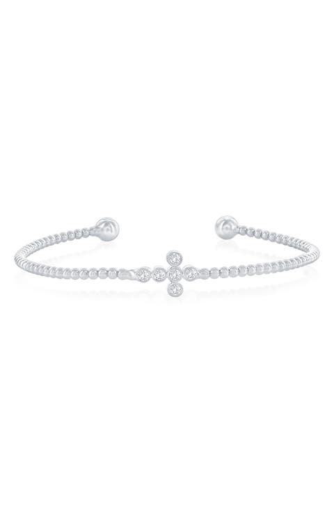 Cubic Zirconia Sideways Cross Bracelet