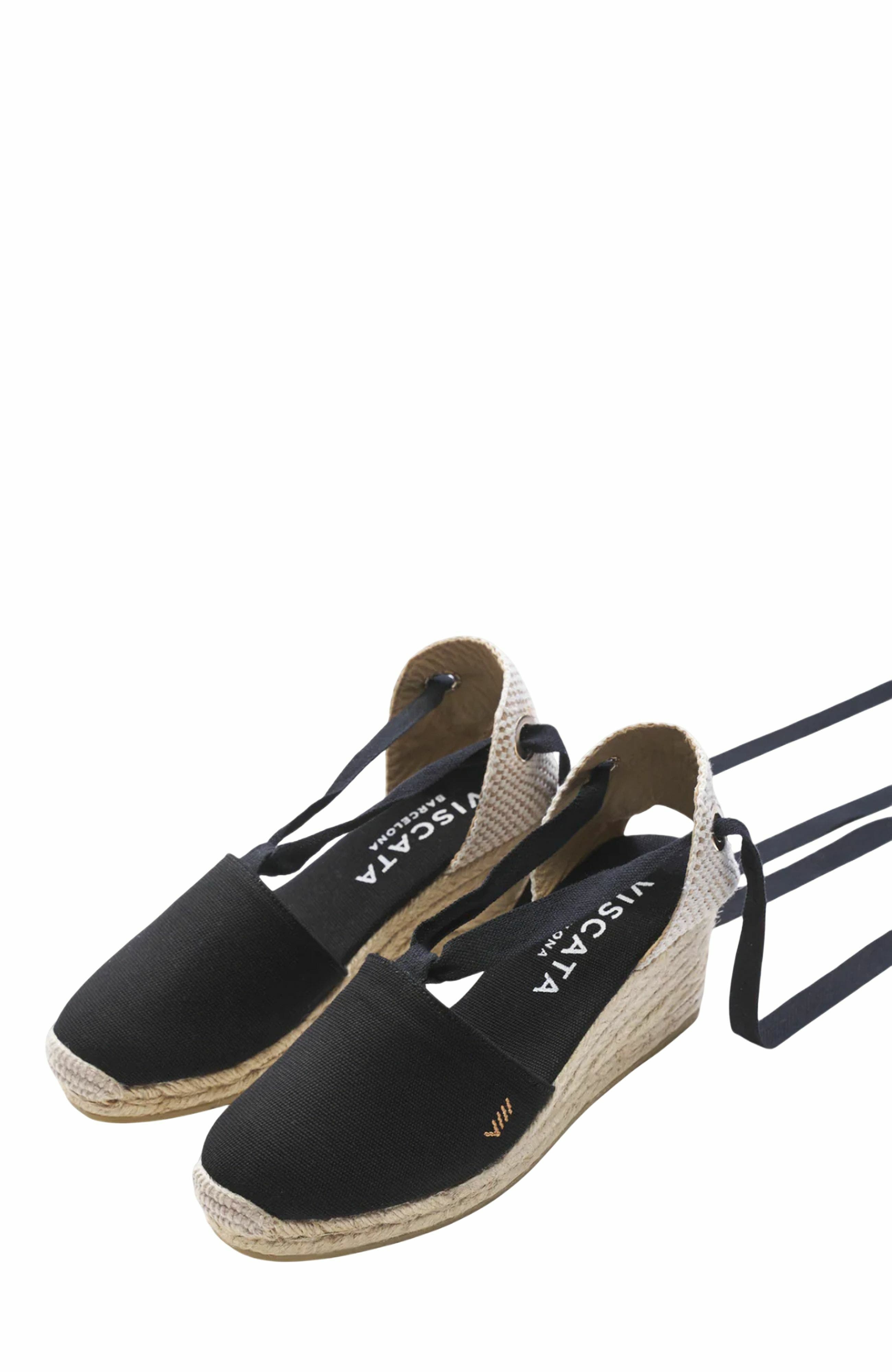 VISCATA Escala Canvas Espadrille Wedges, Alternate, color, Black