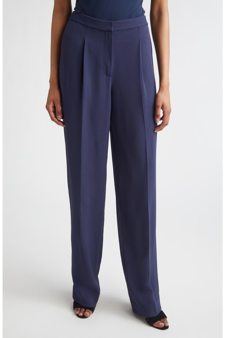 Lydia Pleated Lightweight Stretch Cady Pants, Main, color, MIDNIGHT