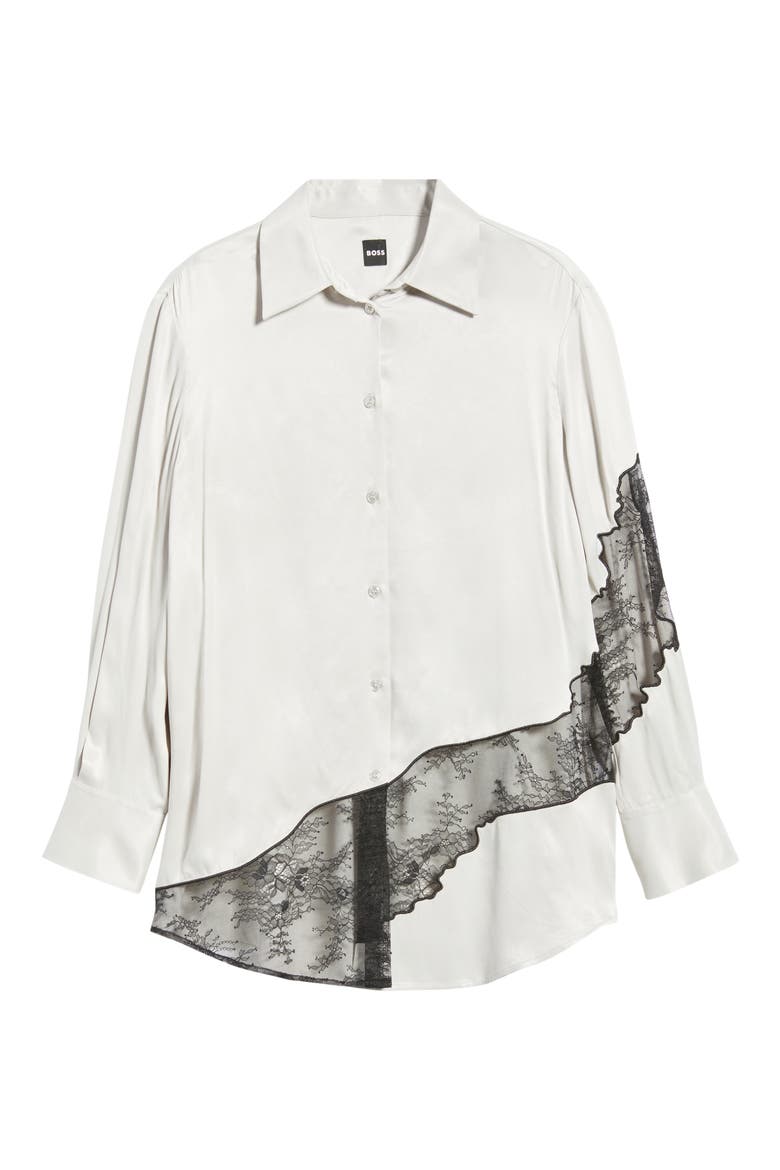 Belacey Lace Trim High-Low Tunic Shirt, Alternate, color, OPEN GY