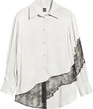 BOSS Belacey Lace Trim High-Low Tunic Shirt