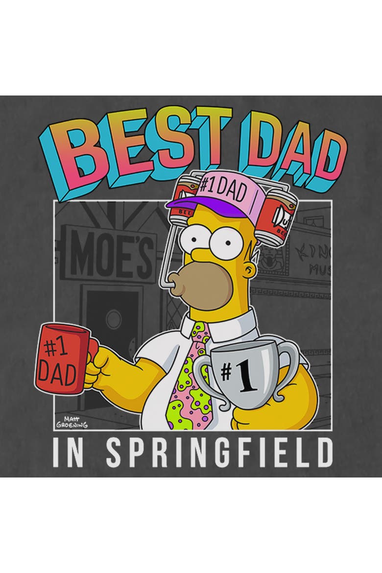 Men's The Simpsons Greatest Dad In Springfield  Graphic T-Shirt, Alternate, color, Charcoal