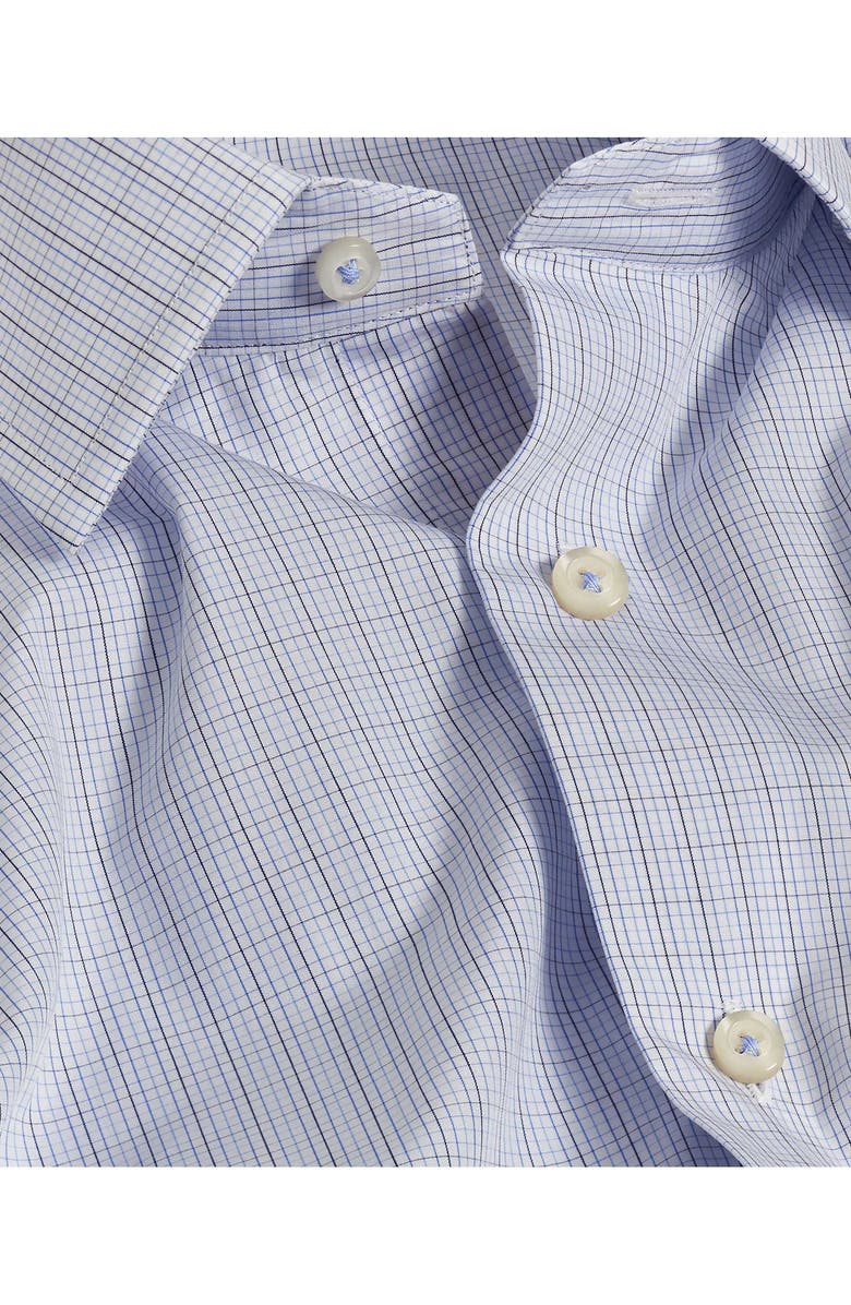David Donahue Slim Fit Tattersall Check Cotton Dress Shirt, Alternate, color, White/ Blue