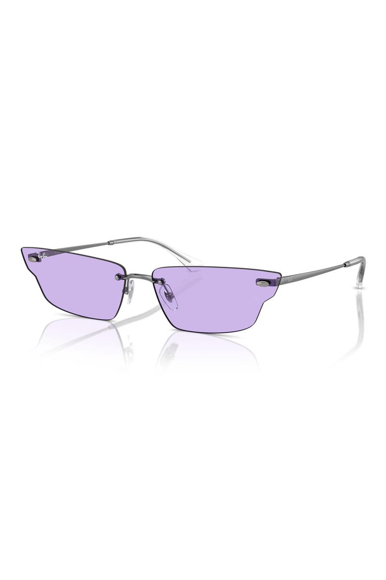 63mm Frameless Butterfly Sunglasses, Alternate, color, GUNMETAL