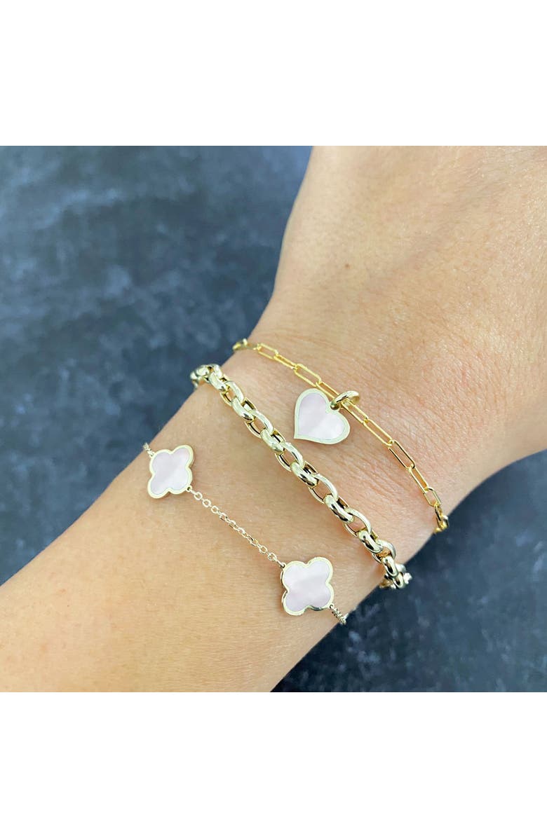 The Lovery Fine Jewelry Small Mother of Pearl Clover Bracelet, Alternate, color, Mother Of Pearl