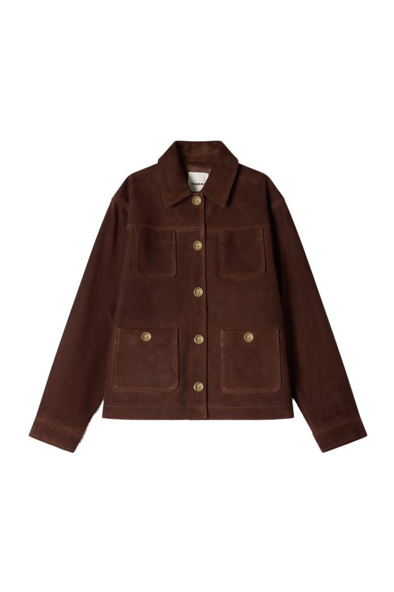 Suede jacket, Alternate, color, Black brown