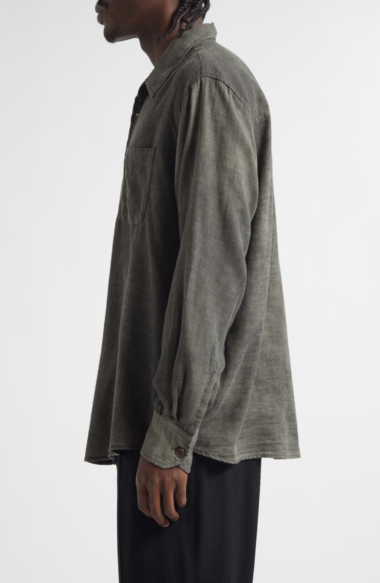 OUR LEGACY Above Cotton & Wool Button-Up Shirt, Alternate, color, Dark Cloud Sparse Cotton Wool