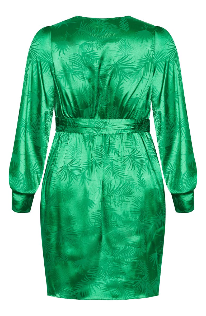 City Chic Sara Long Sleeve Faux Wrap Dress, Alternate, color, Bright Green