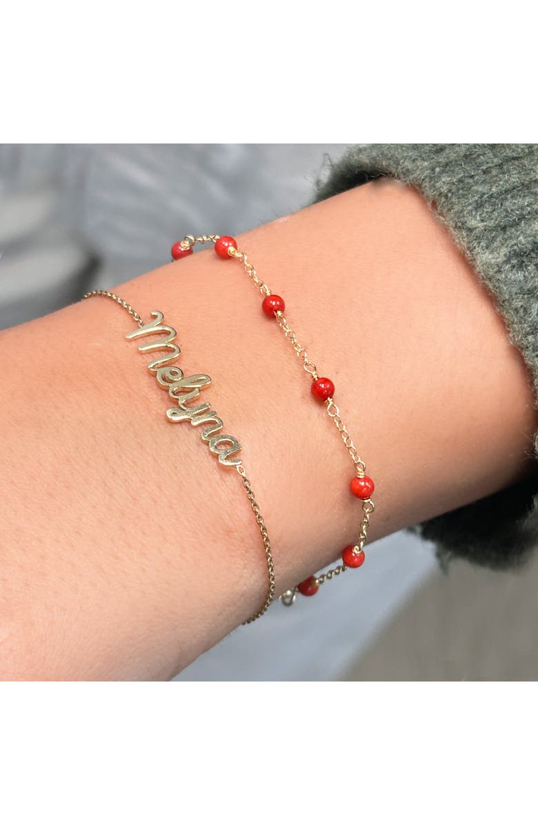 The Lovery Fine Jewelry Coral Bead Chain Bracelet, Alternate, color, Coral
