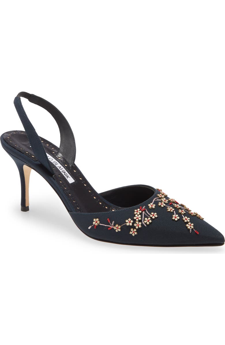 Manolo Blahnik Skyler Floral Embellished Pointed Toe Pump, Main, color,