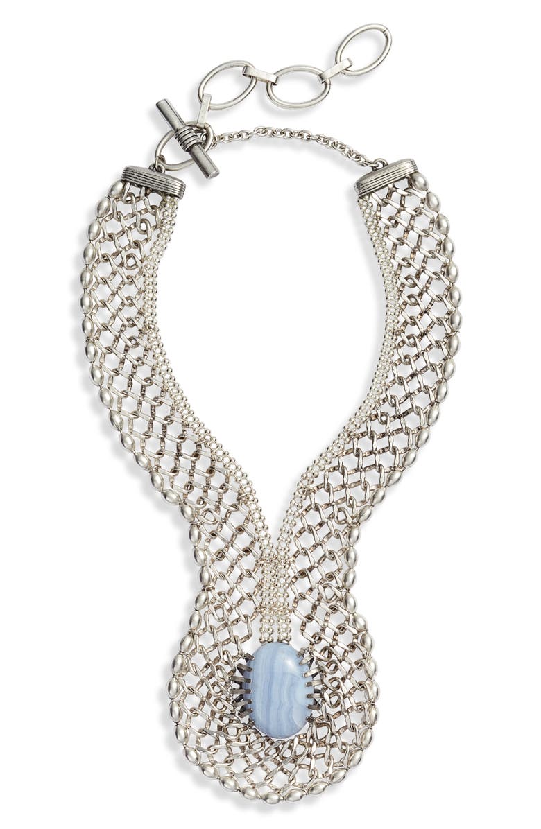 Cynthia Desser Blue Lace Agate Statement Necklace, Main, color,