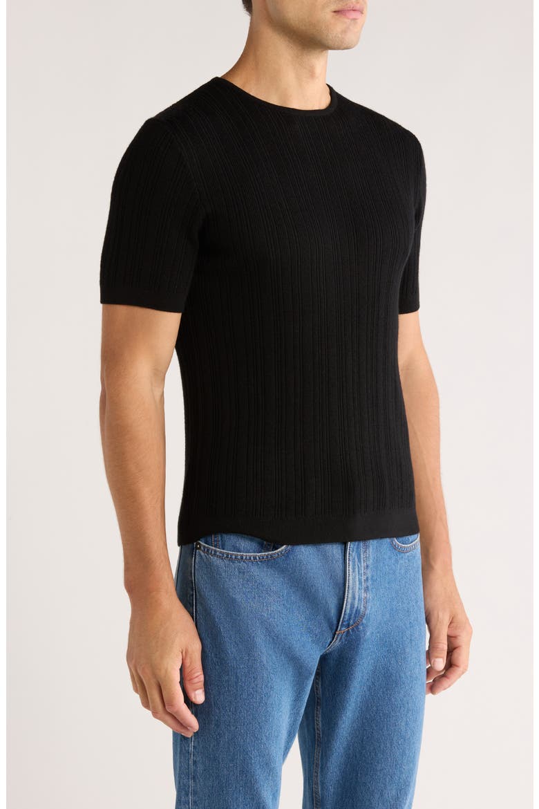 Crawford Wool & Cashmere Sweater T-Shirt, Alternate, color, BLACK
