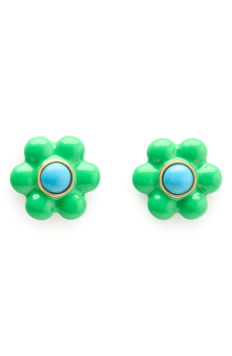 Kate Spade New York petal puff stud earrings, Main, color, Green Multi/ Gold