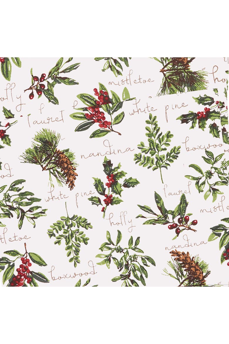 Winter Holly Berries Sprigs 100% Cotton Christmas Table Runner 13" x 72", Alternate, color, Green