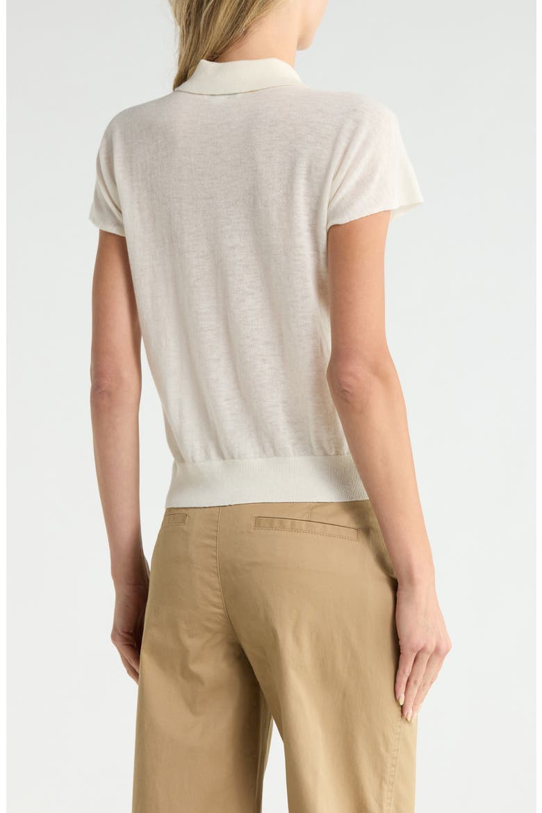 Short Sleeve Wool Blend Polo Sweater, Alternate, color, OFF WHITE