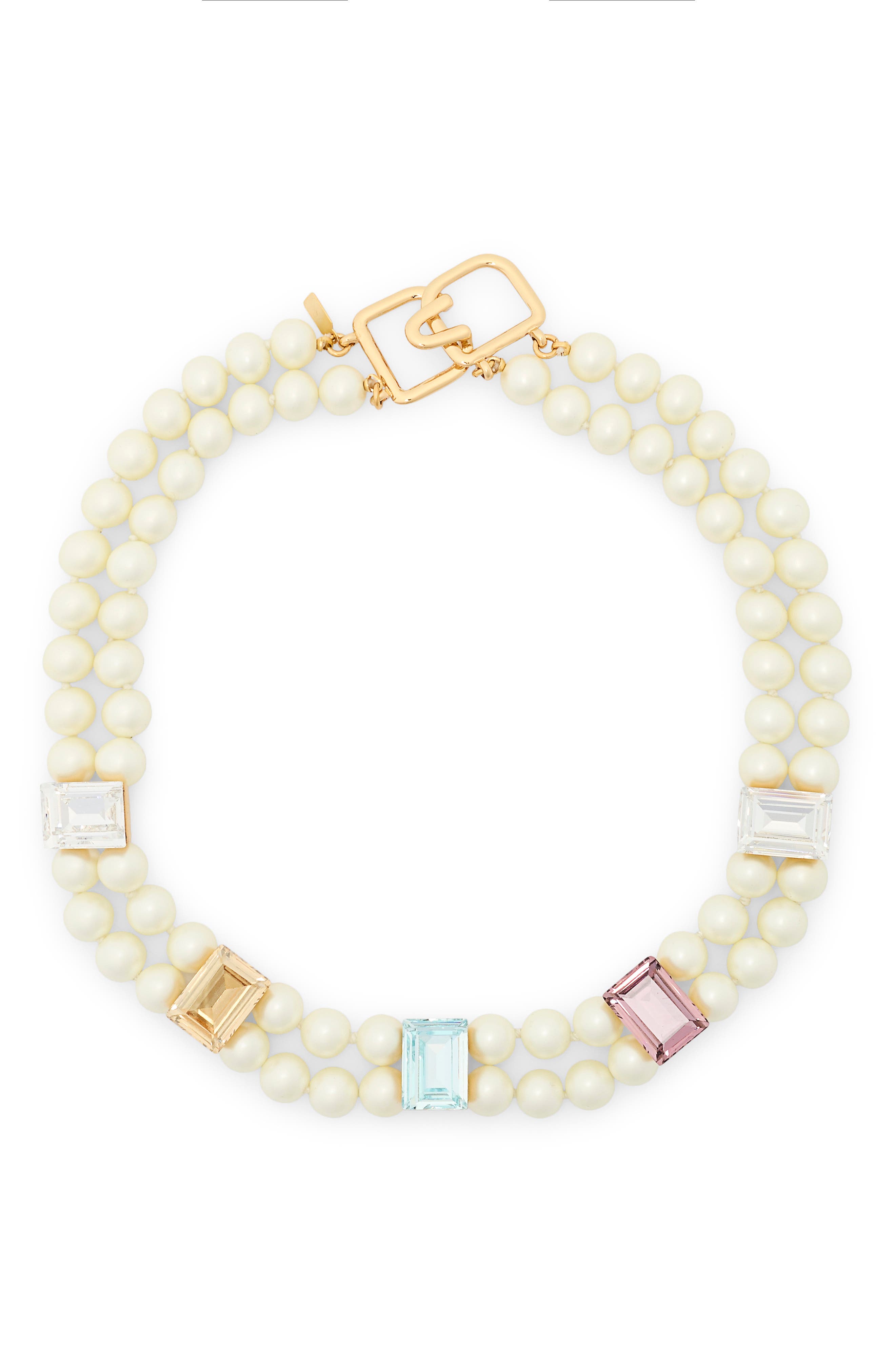 Kenneth Jay Lane Crystal & Faux Pearl Layered Necklace