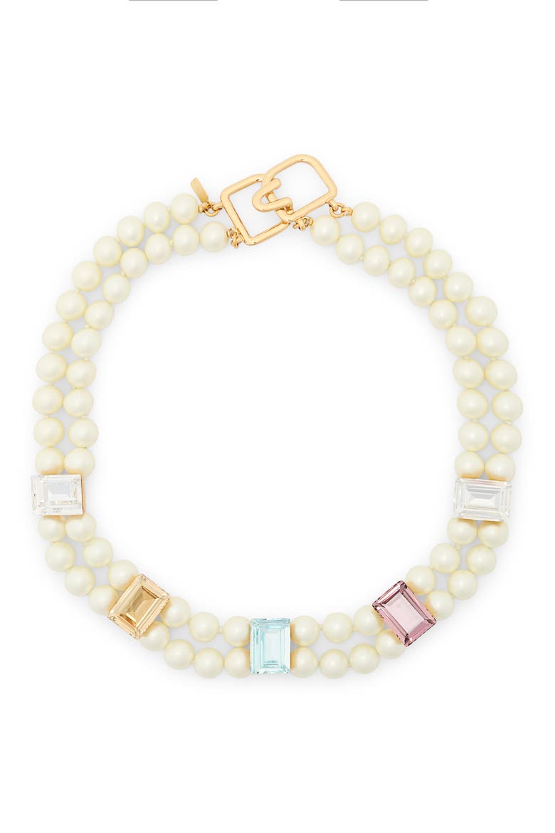 Crystal & Faux Pearl Layered Necklace, Main, color, WHITE PEARL