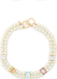 Kenneth Jay Lane Crystal & Faux Pearl Layered Necklace