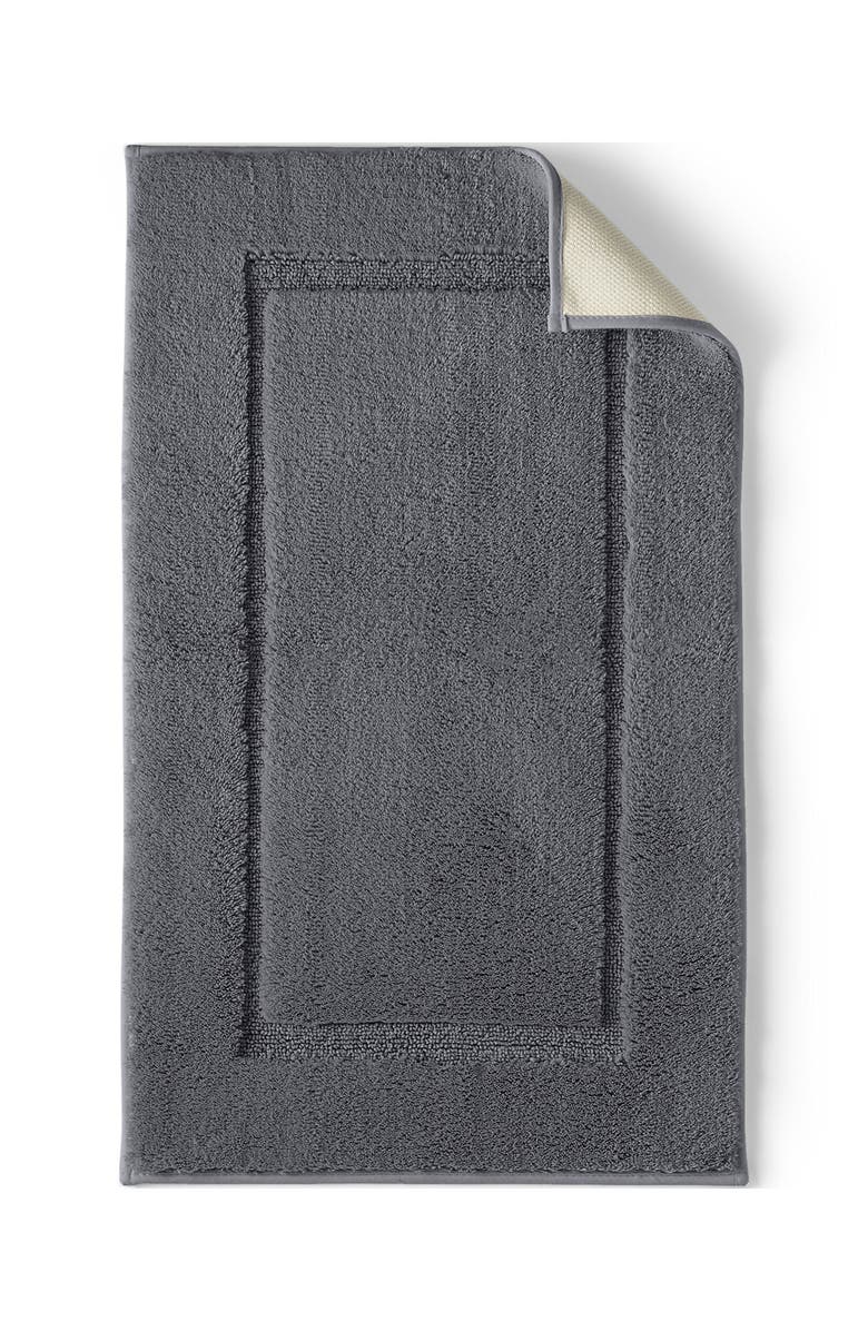 Lands' End Cotton Non-skid Contour Bath Rug, Main, color, Rich Steel