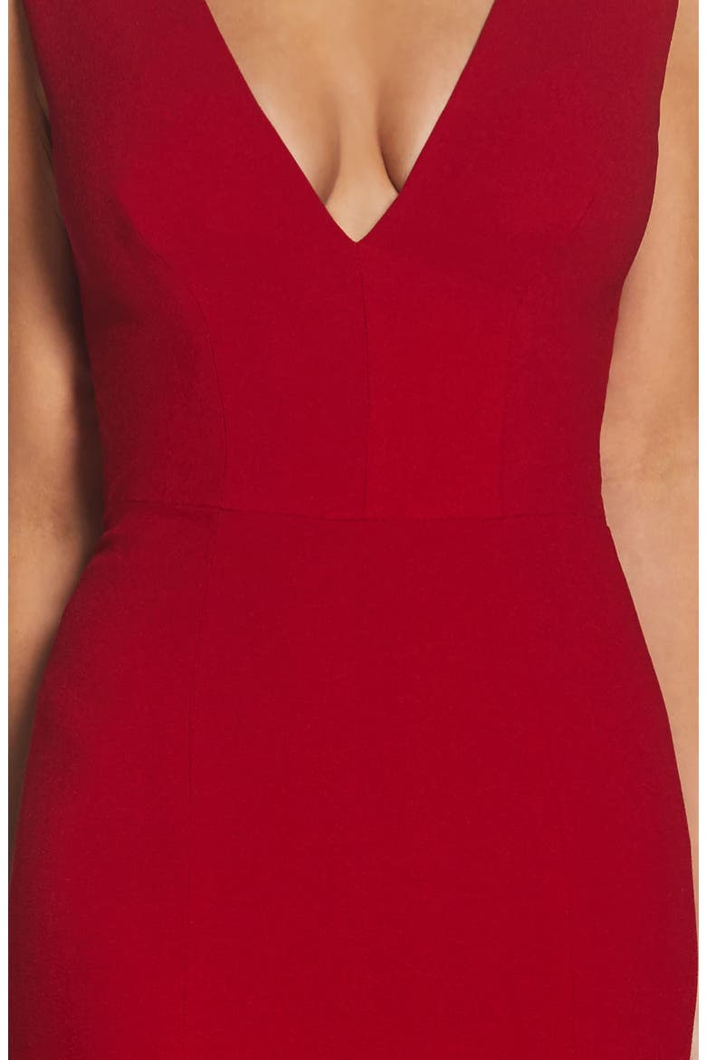 Sandra Plunge Crepe Trumpet Gown, Alternate, color, GARNET