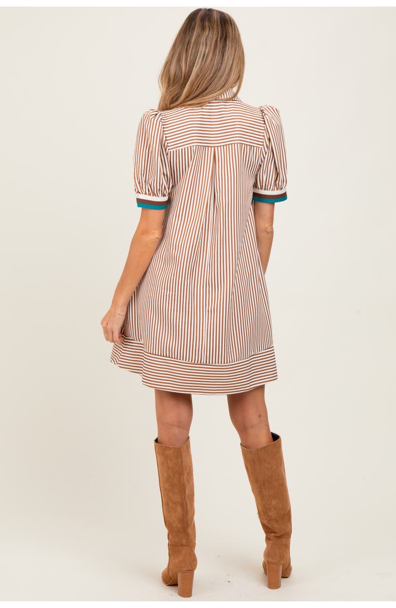 PinkBlush Striped Puff Sleeve Mini Shirt Dress, Alternate, color, 