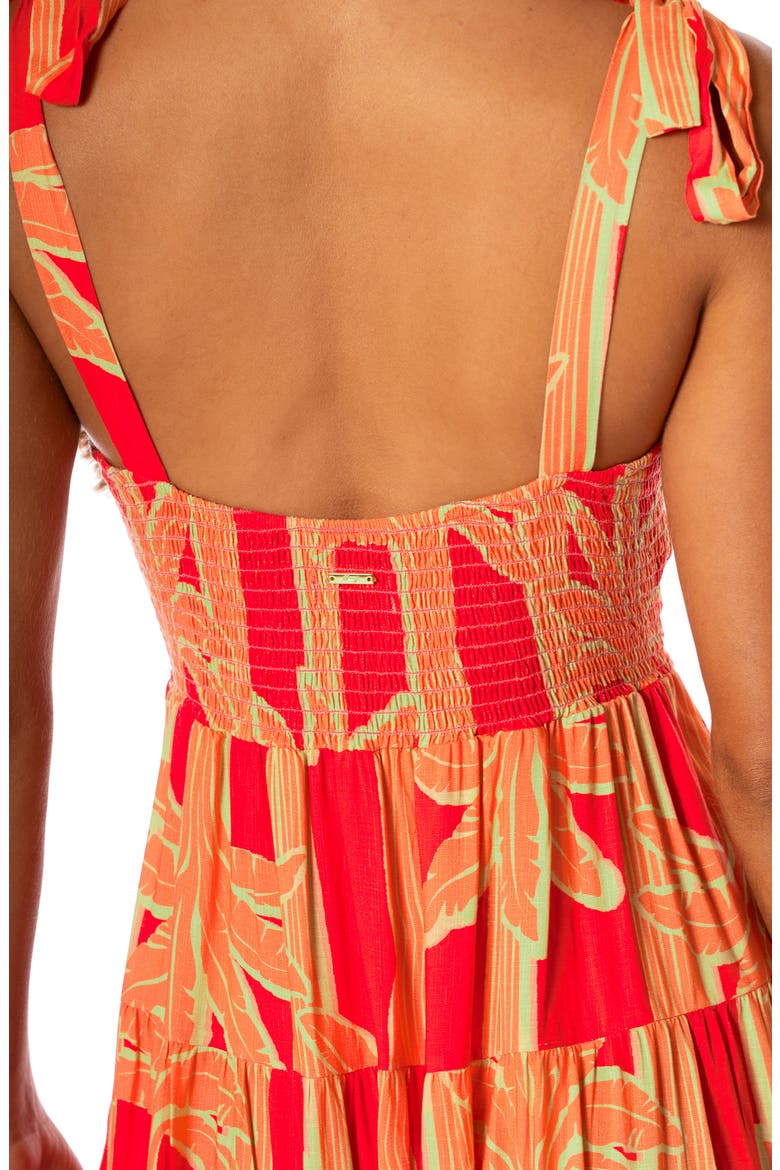 Emily Palm Print Fit & Flare Dress, Alternate, color, PINK